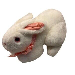 Applause Plush Bunny White Rabbit with Pink Bow 10 inch 1986 Vintage
